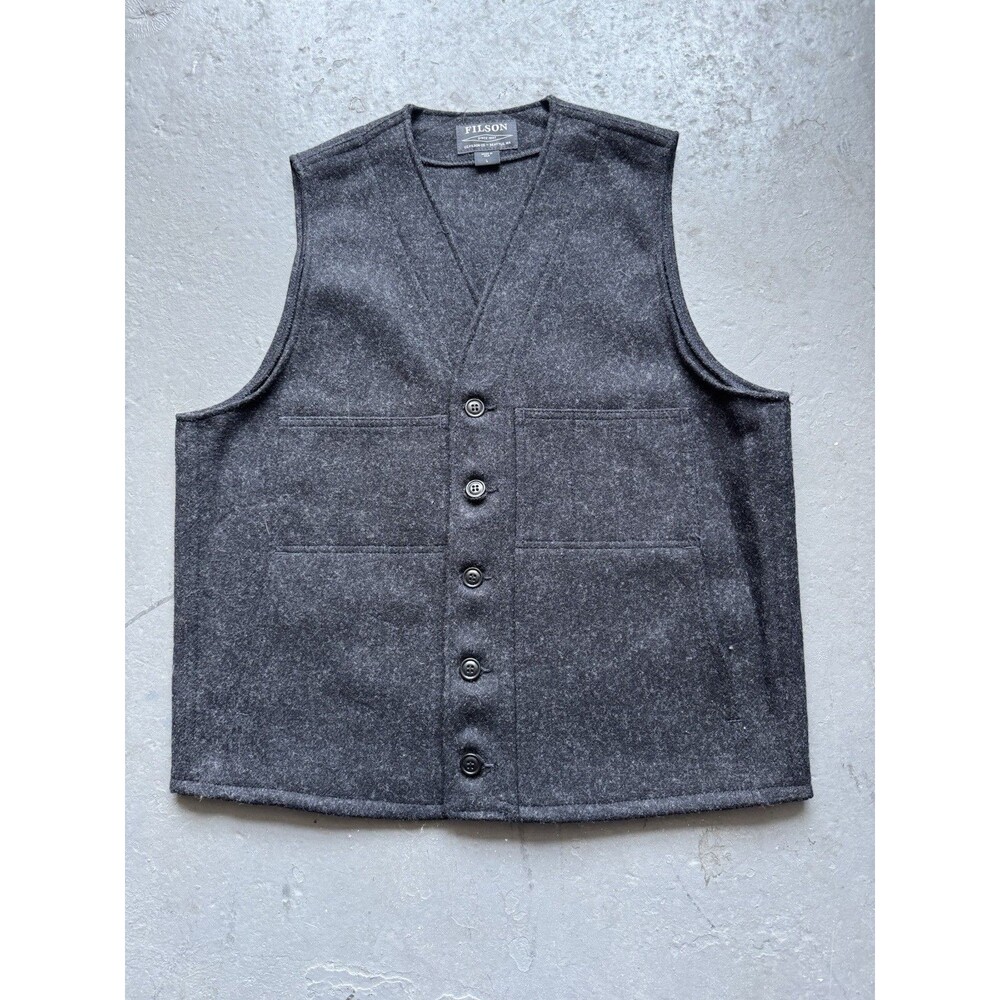 Men’s Filson Mackinaw Wool Vest Charcoal Grey Made USA Style 20 Heritage Size L